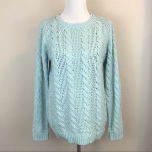 Forever 21 Light Blue Cable Knit Sweater - L